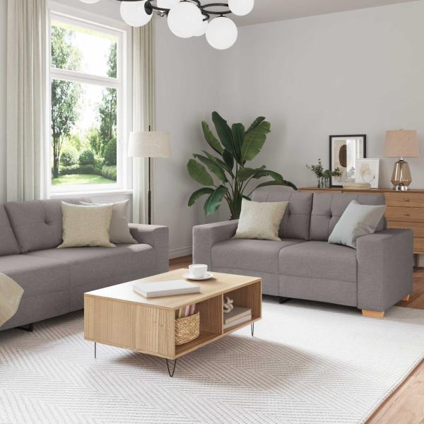 ARDEBO.de - Sofa 2 stk. Taupe Leinenmischgewebe