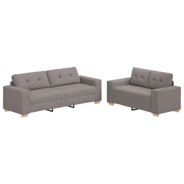 Sofa 2 stk. Taupe Leinenmischgewebe