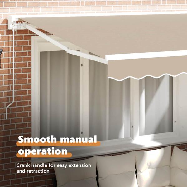 Einziehbare Markise Beige 350 x 200 cm Aluminium und Stoff