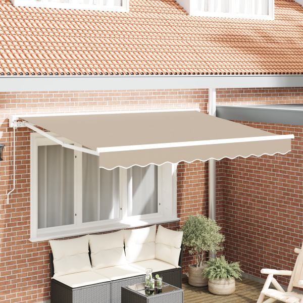Einziehbare Markise Beige 350 x 200 cm Aluminium und Stoff