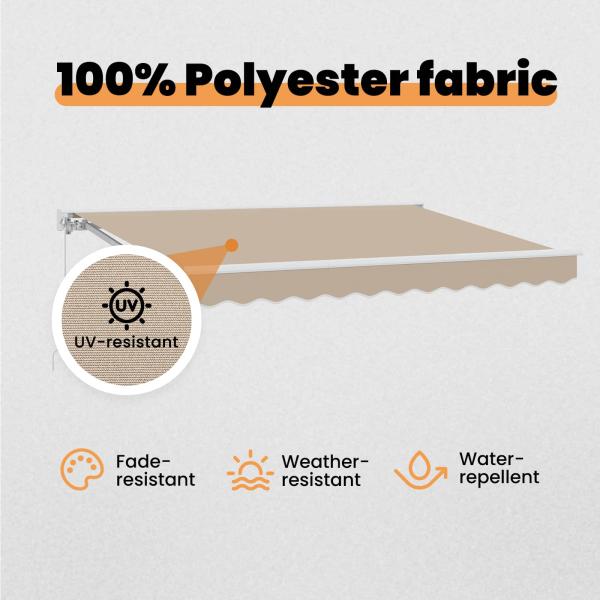Einziehbare Markise Beige 350 x 200 cm Aluminium und Stoff