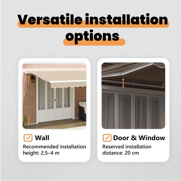 Einziehbare Markise Beige 600 x 300 cm Polyester und Metall