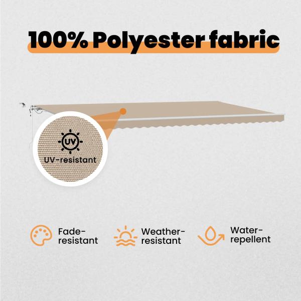 Einziehbare Markise Beige 600 x 300 cm Polyester und Metall
