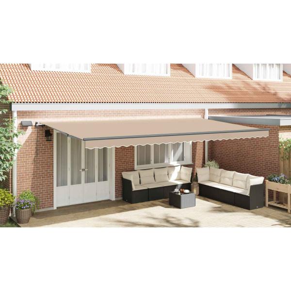 Einziehbare Markise Beige 600 x 350 cm Stoff