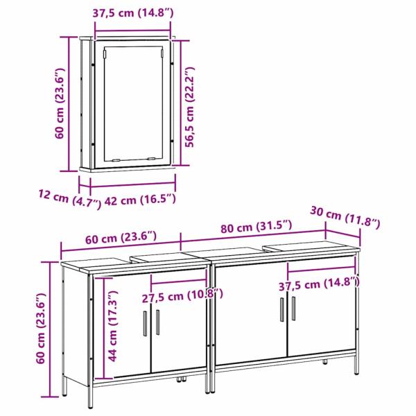 Badezimmer Waschbeckenmöbel mit Regal 3 pcs Braun Holzwerkstoff
