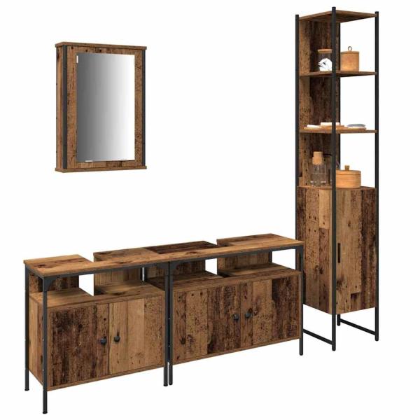 ARDEBO.de - Badezimmermöbel-Set mit Regal 4 pcs Altholz Holzwerkstoff