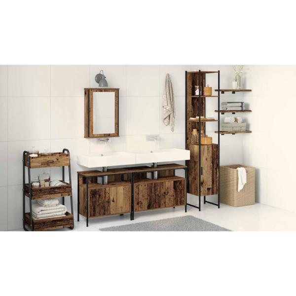 Badezimmermöbel-Set mit Regal 4 pcs Altholz Holzwerkstoff