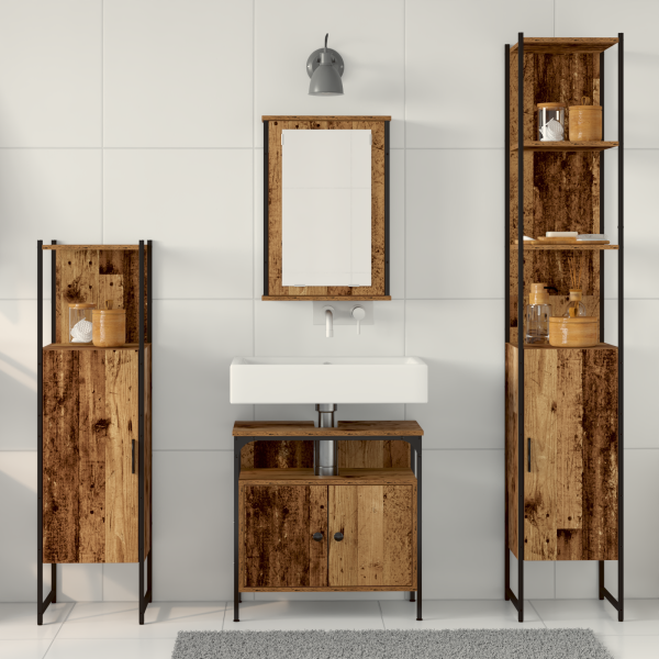 Badezimmermöbel Set mit Regal 4 pcs Altholz Holzwerkstoff