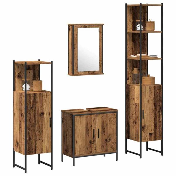 ARDEBO.de - Badezimmermöbel-Set mit Regal mit Tür 4 pcs Braun Holzwerkstoff
