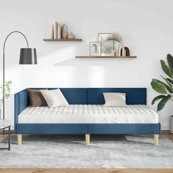 Eckbettgestell mit Matratze Sonstiges 2 Stk. Blau Stoff