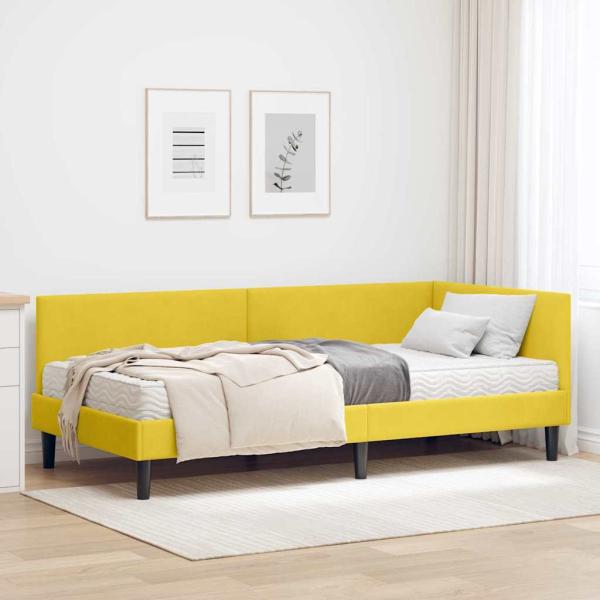 ARDEBO.de - Eckbettgestell mit Matratze 2 stk. Gelb 80 x 200 cm Samt