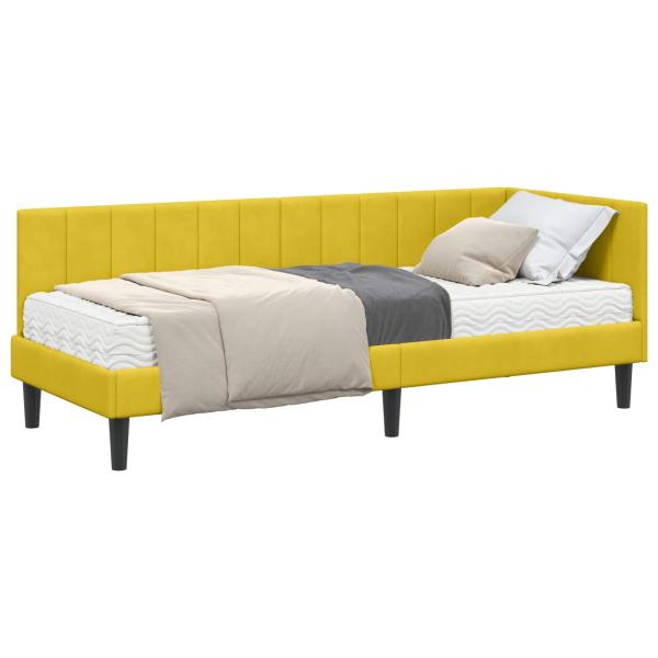 Eckbettgestell mit Matratze 2 stk. Gelb 80 x 200 cm Samt