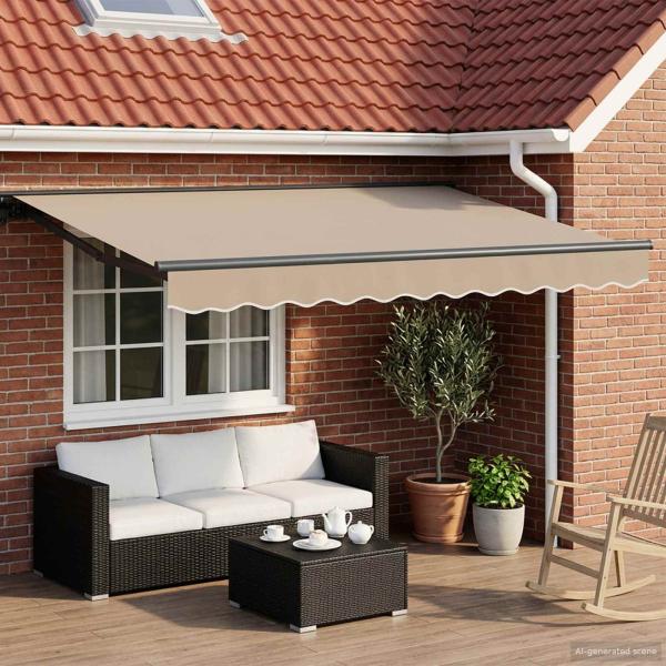 ARDEBO.de - Elektrische ausziehbare Markise Beige 3,5 x 2 m