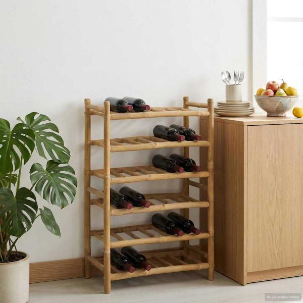 ARDEBO.de - Weinregal Natur 57 x 29,5 x 72 cm Bambus