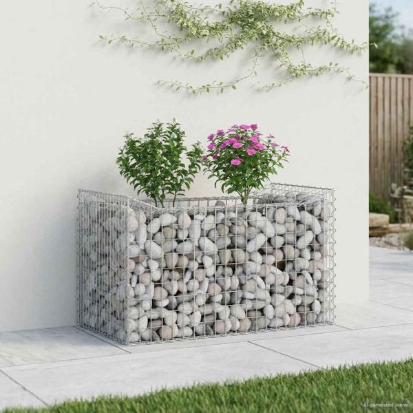 ARDEBO.de - Gabionen-Hochbeet 50 x 100 x 60 cm Verzinkter Stahl Silber