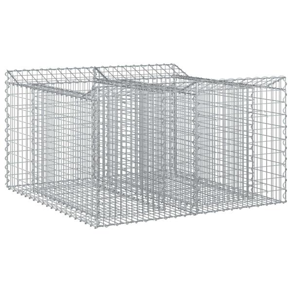 Gabionen-Hochbeet 100 x 100 x 60 cm Verzinkter Stahl Silber