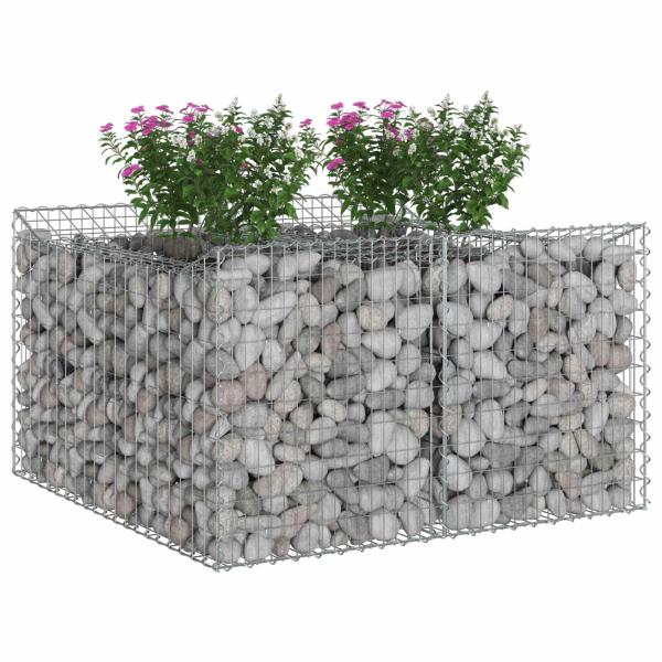 Gabionen-Hochbeet 100 x 100 x 60 cm Verzinkter Stahl Silber