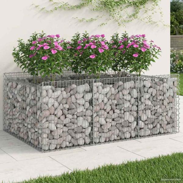 ARDEBO.de - Gabionen-Hochbeet 150 x 100 x 60 cm Verzinkter Stahl Silber
