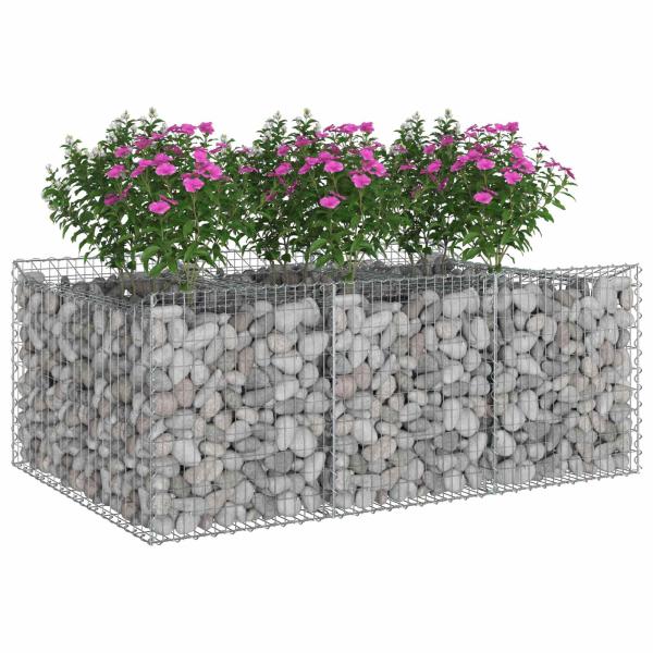 Gabionen-Hochbeet 150 x 100 x 60 cm Verzinkter Stahl Silber