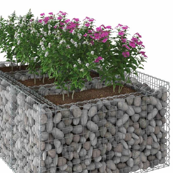 Gabionen-Hochbeet 150 x 100 x 60 cm Verzinkter Stahl Silber