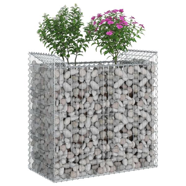 Gabionen-Hochbeet 50 x 100 x 100 cm Verzinkter Stahl Silber