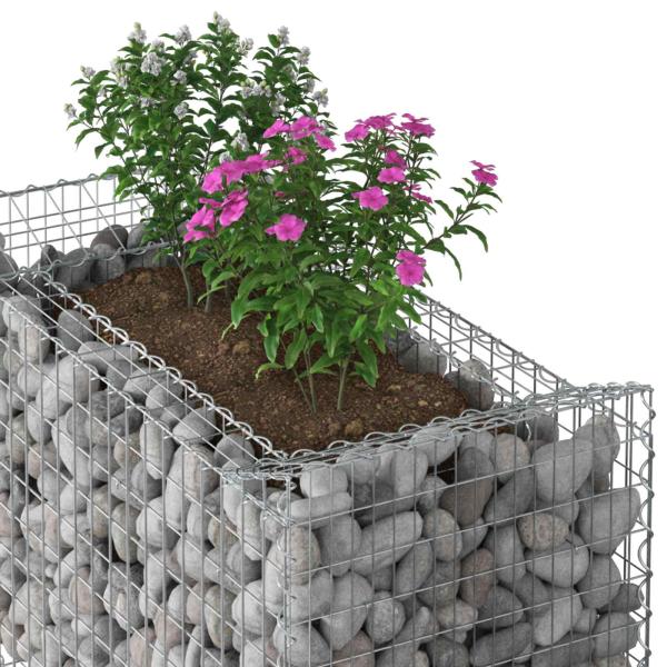 Gabionen-Hochbeet 50 x 100 x 100 cm Verzinkter Stahl Silber
