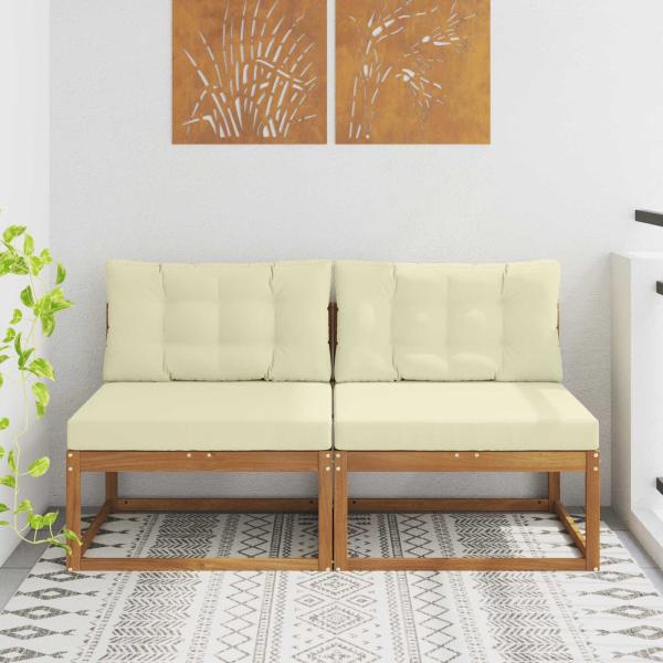 ARDEBO.de - Outdoor Mittelsofa mit Kissen 2 Stück Natur