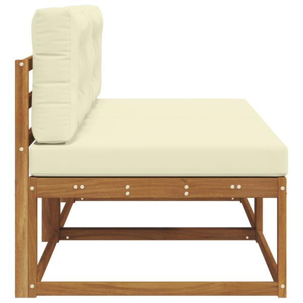 Outdoor Mittelsofa mit Kissen 2 Stück Natur