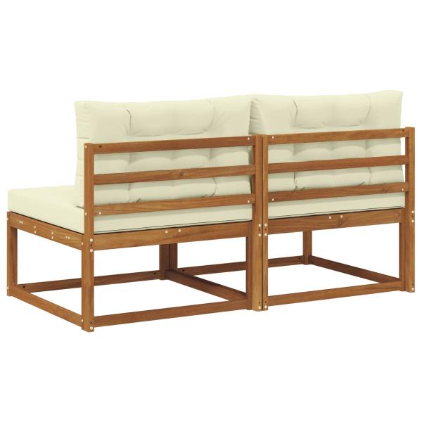 Outdoor Mittelsofa mit Kissen 2 Stück Natur