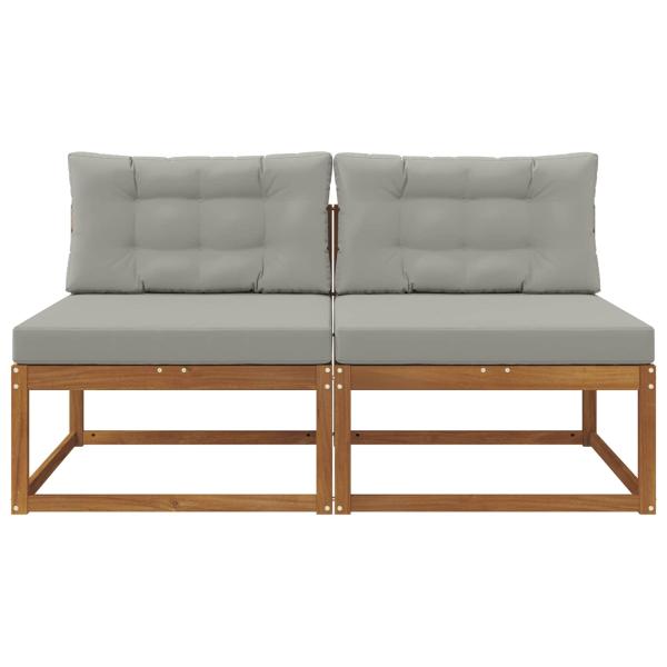Outdoor Mittelsofa mit Kissen 2 Stück Natur