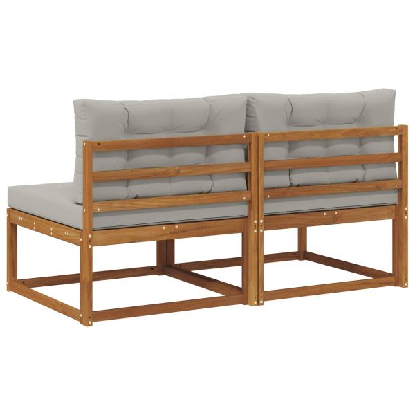 Outdoor Mittelsofa mit Kissen 2 Stück Natur