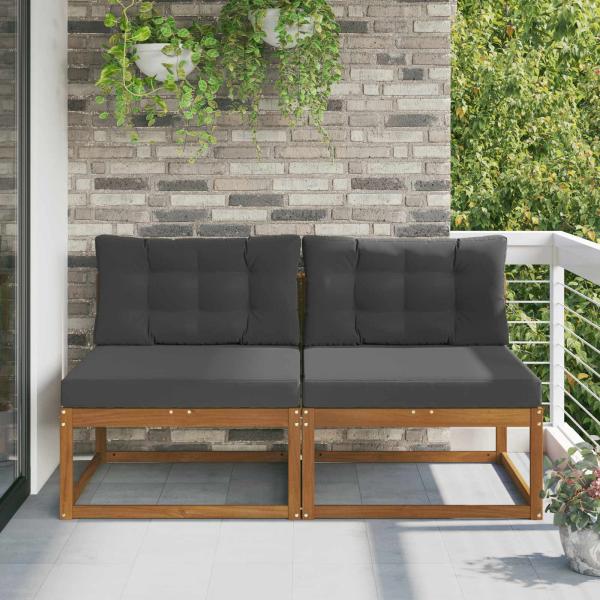 ARDEBO.de - Outdoor Mittelsofa mit Kissen 2 Stück Natur