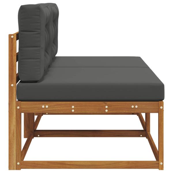 Outdoor Mittelsofa mit Kissen 2 Stück Natur