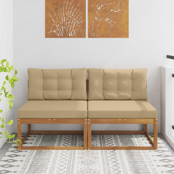 ARDEBO.de - Outdoor Mittelsofa mit Kissen 2 Stück Natur