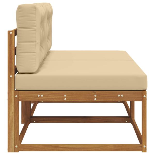 Outdoor Mittelsofa mit Kissen 2 Stück Natur