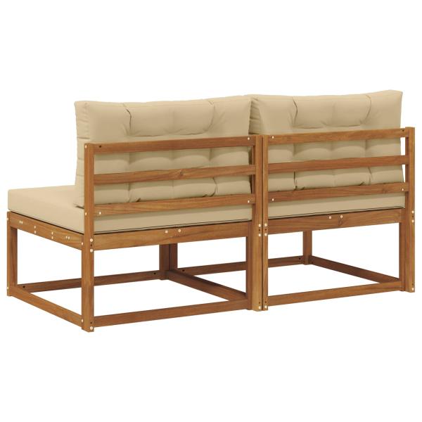 Outdoor Mittelsofa mit Kissen 2 Stück Natur