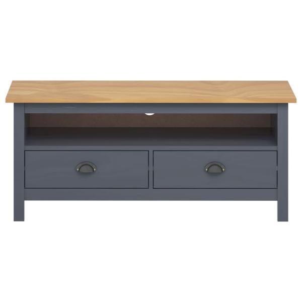 TV-Schrank Hill Grau 110x40x47 cm Kiefer Massivholz