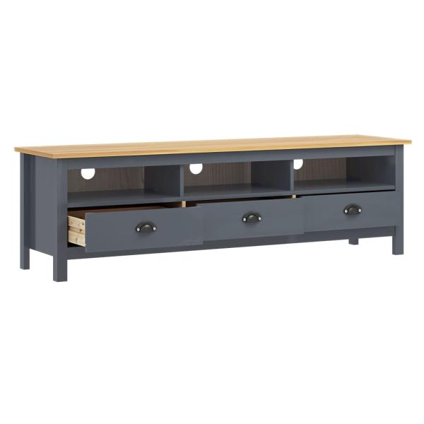 TV-Schrank Hill Grau 158x40x47 cm Massivholz Kiefer
