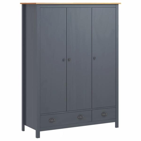 Kleiderschrank mit 3 Türen Hill Grau 127x50x170 cm Kiefernholz