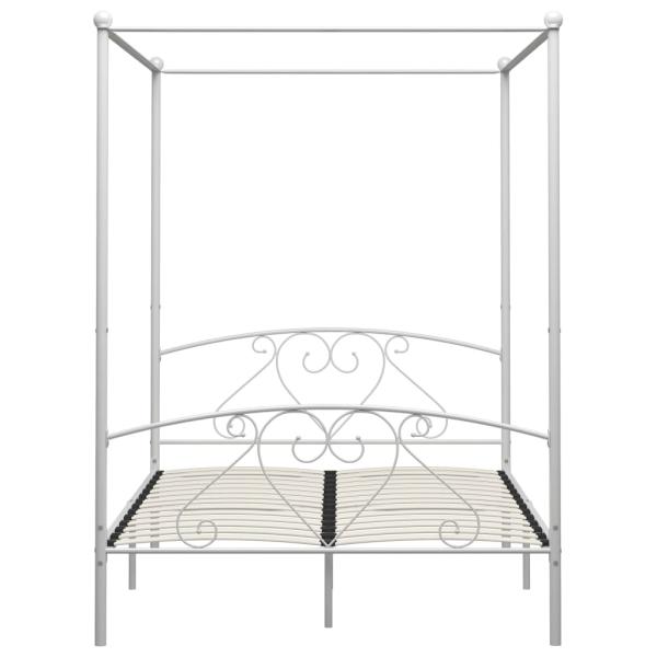 Himmelbett-Gestell Weiß Metall 140 x 200 cm