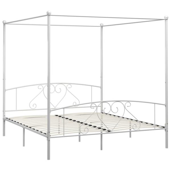 Himmelbett-Gestell Weiß Metall 200 x 200 cm