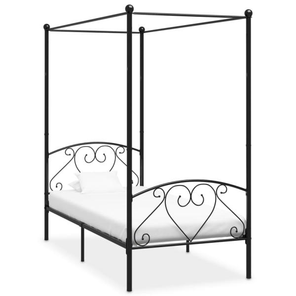 ARDEBO.de - Himmelbett-Gestell Schwarz Metall 100 x 200 cm