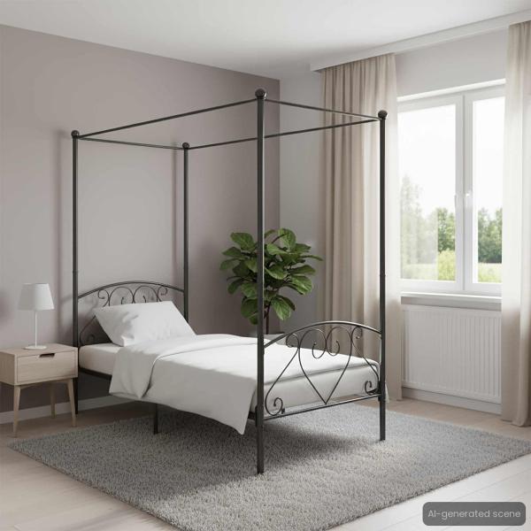 ARDEBO.de - Himmelbett-Gestell Grau Metall 120 x 200 cm
