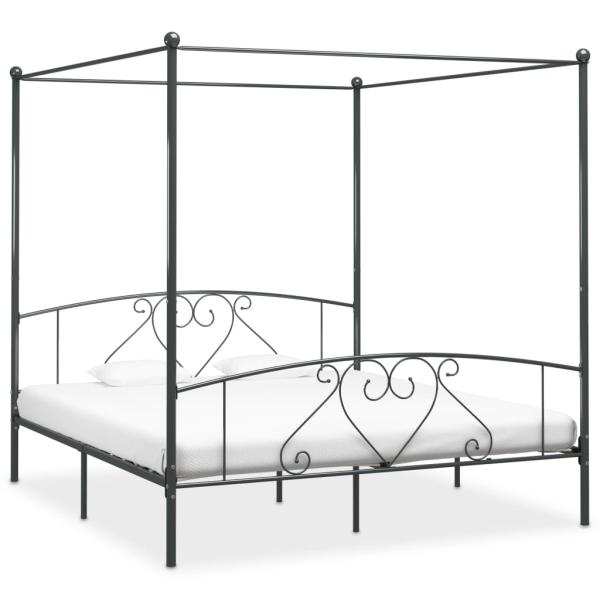 ARDEBO.de - Himmelbett-Gestell Grau Metall 200 x 200 cm