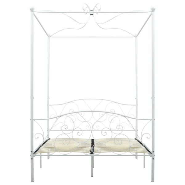 Himmelbett-Gestell Weiß Metall 140 x 200 cm