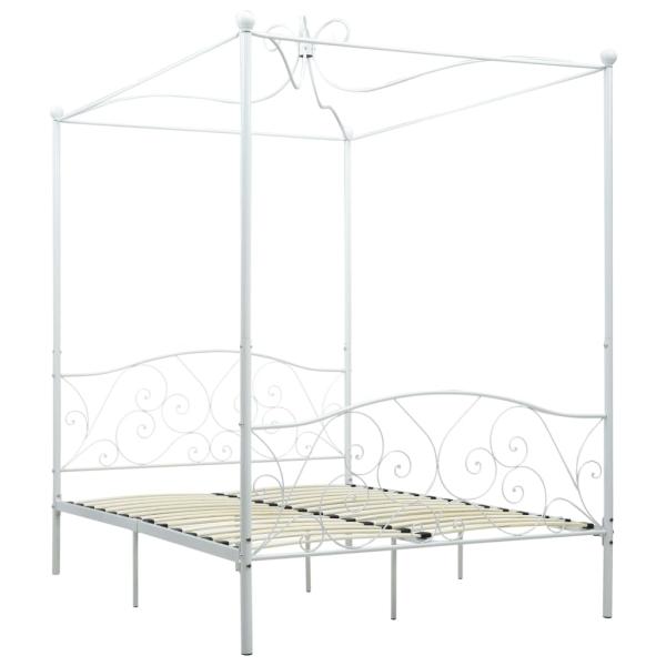 Himmelbett-Gestell Weiß Metall 140 x 200 cm