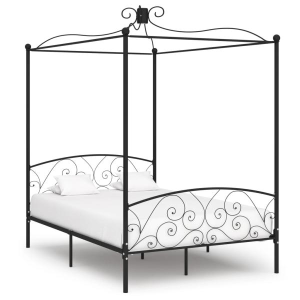 Himmelbett-Gestell Schwarz Metall 120 x 200 cm