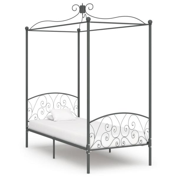 ARDEBO.de - Himmelbett-Gestell Grau Metall 90 x 200 cm