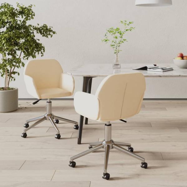 ARDEBO.de - Esszimmerstühle 2 Stk. Drehbar Creme Stoff