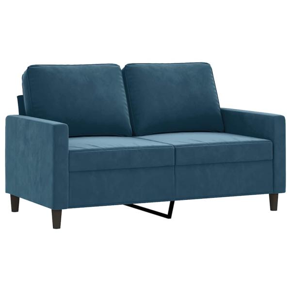 3-tlg. Sofagarnitur mit Kissen Blau Samt